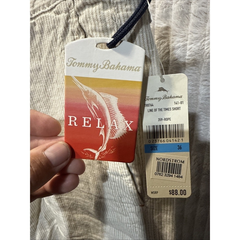 NWT Tommy‎ Bahama Relax 100%Linen Line of the Times Shorts Size 36 Rope Color - Picture 2 of 8